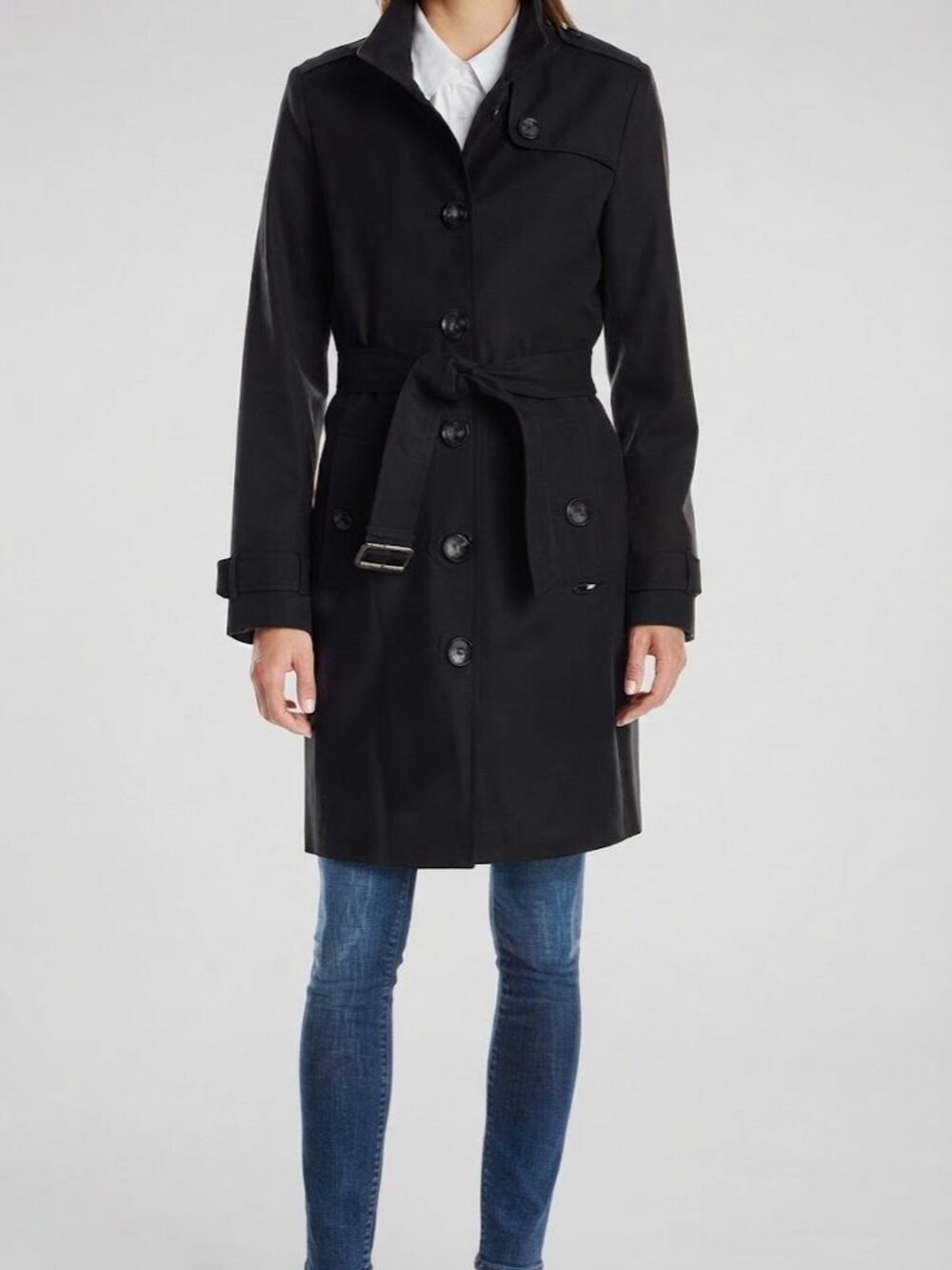 Tommy Hilfiger Single Breasted Classic Wool Blend Button Up Trench Coat Size S